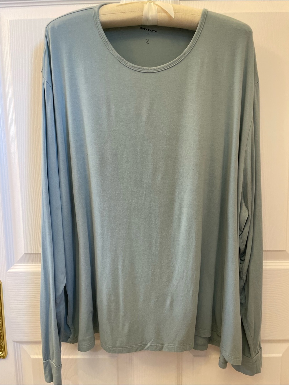 Cozy Earth Women's Bamboo Stretch-Knit Long Sleeve Lounge Tee in Brook 3X